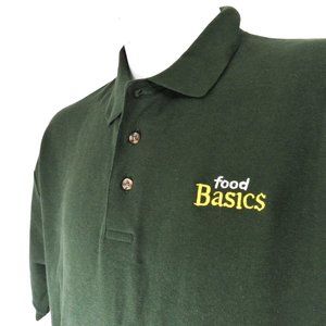 FOOD BASICS Employee Uniform Polo Shirt Green NEW L Large